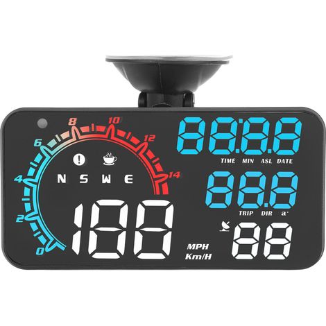 Compteur de vitesse GPS, avertissement de vitesse, alerte de fatigue du conducteur, moniteur HUD (affichage tête haute) robuste et durable, affichage couleur universel. (1/5)