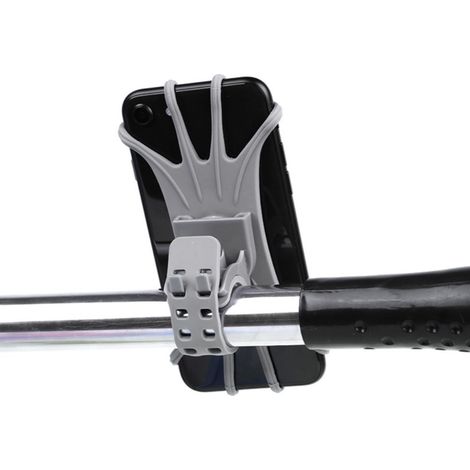 Supporto girevole in silicone per cellulare da bicicletta con morsetto rimovibile, nero (1/5)