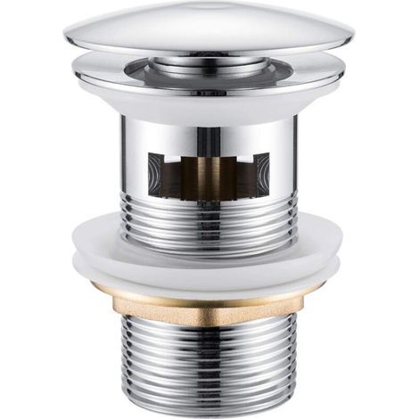 Universal drain plug for washbasins and sinks. Chrome-plated pop-up drain made of brass - with overflow system，G1 1/4
