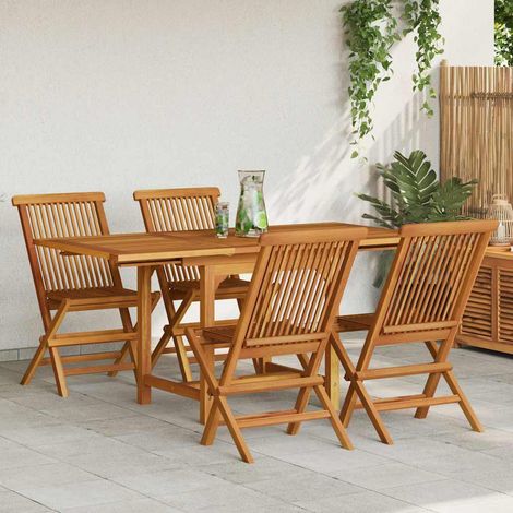 Ensemble à manger de jardin 5 pcs-Salon de jardin Bois de teck massif 793136 (1/5)