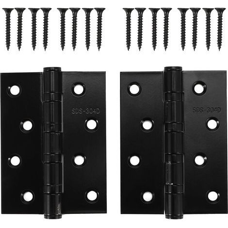 Charnières plates silencieuses en acier inoxydable 304 (épaisseur 3,0 mm), finition noire, pour portes intérieures – Lot de 2