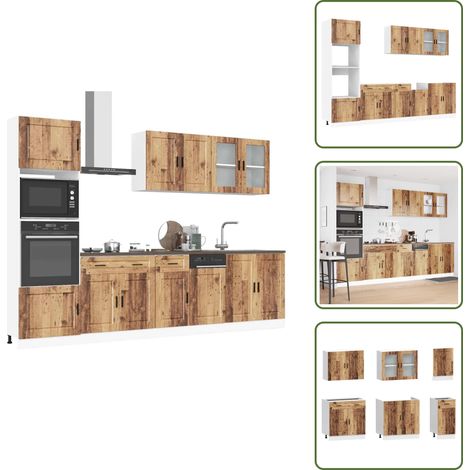 Archiviazione cucina - vidaXL Set Mobili da Cucina 7 pz Porto Legno Vecchio in Truciolato - Mobili da cucina con piedini regolabili