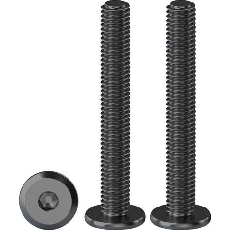 Vis à Tête Plate à Six Pans Creux, Lot de 20 Vis à Tête Cylindrique Hexagonale à Bride Noir M5 x 50 mm, Boulons à Tête Plate Hexagonale en Acier Inoxydable A2 V2A, Vis à Métaux à Filetage Complet (1/5)