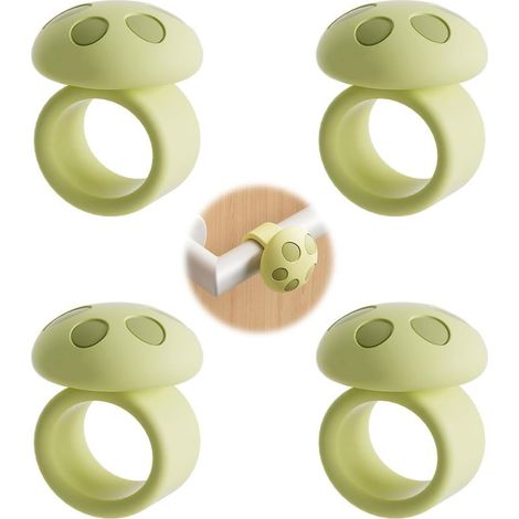 Ensemble de 4 protections de poignées de porte en caoutchouc pour protéger les murs et éviter les dommages (vert) (1/5)