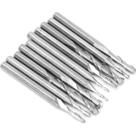 10 Stück Fräser, Hartmetall-Kugelkopf, Spiralfräser, Graviermaschinenwerkzeug, 1,0–3,175 mm (1/5)