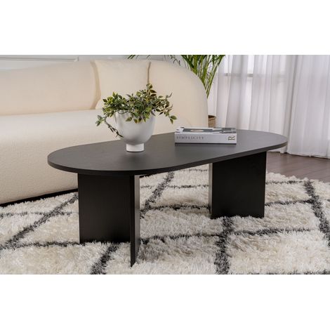 Asir Group Llc – Table basse ovale 119 cm – Panneaux mélaminés – Résistante aux tâches – Grand plateau pour rangement – Dimensions 119x60x39.8 cm