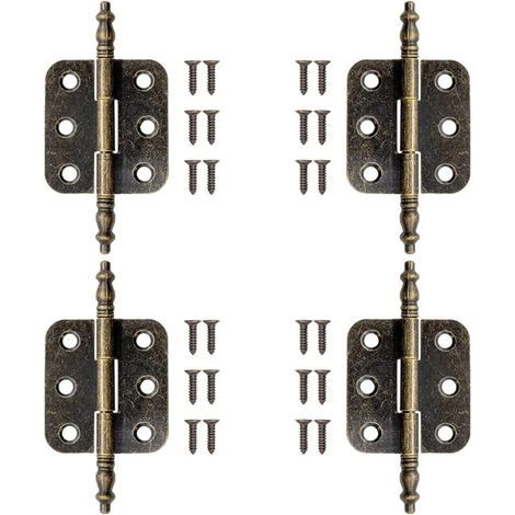 BUNTHAUS 4 PCS Charnière Laiton Antique avec 24 Vis Charnière Plate Vintage 72 34mm Charniere Porte Placard Vintage Charnières Pliantes en Bronze Charnière Meuble Ancien pour Boite à Bijoux, Armoire (1/5)