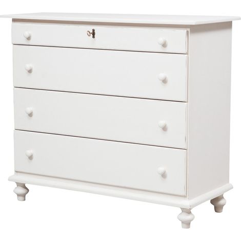 Cassettiera legno massello 114x48x99 cm Cassettiera shabby chic Como cassettiera vintage 4 cassetti credenza vintage (1/5)
