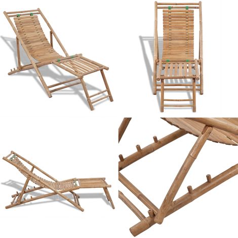 Chaise de terrasse d'extérieur avec repose-pied Bambou - Chaise Longue - Fauteuil De Jardin - Mobilier De Jardin - Chaise Extérieure - Chaise En Bambou - Home & Living (1/5)