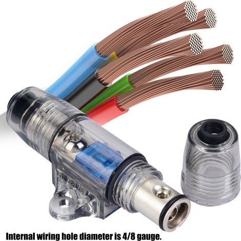 Bloc de distribution de fusibles 60 A, 1 entrée, 1 sortie, pour autoradio, avec câble de calibre 4/8. (1/5)