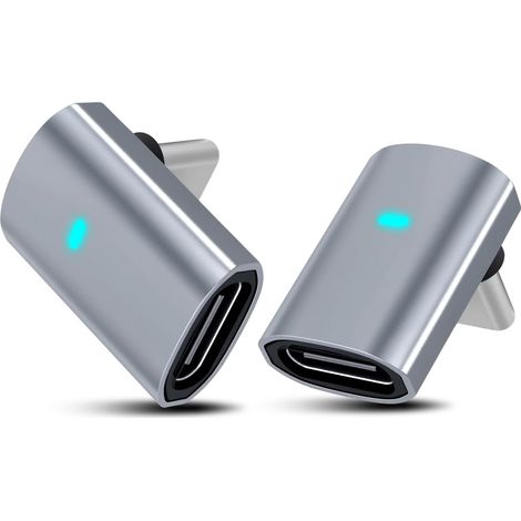 Lot de 2 adaptateurs USB C coudés à 90 degrés – Transfert de données 40 Gbps, 240 W Power Delivery Vertical USB C mâle vers femelle pour iPhone 15/16, tablette, ordinateurs portables et autres (1/5)