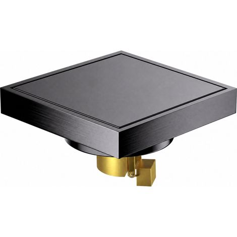 Siphon de sol à couvercle carré discret, pour zone sèche - 100 × 100 mm - gris canon de fusil - insert en cuivre (1/5)