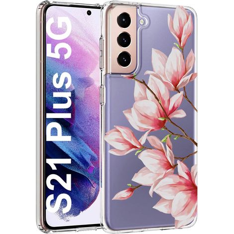 Custodia in silicone trasparente con motivo magnolia per Samsung Galaxy S21+ SM-G996 (1/5)
