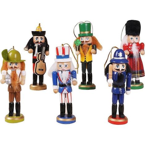 Ornements de Noël en Bois - 6 Casse-Noisettes Soldats pour Décor de Fête et Bureau (1/4)