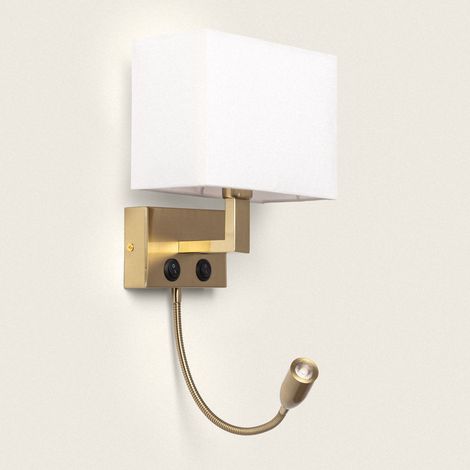 Lampada da parete LED da lettura in Metallo con Flexo Waldorf Ottone
