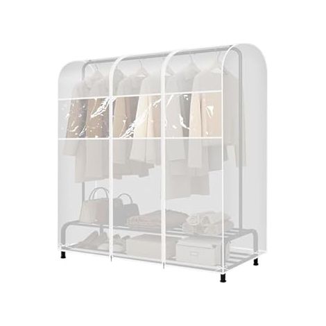Funda transparente para perchero con 2 cremalleras duraderas - Impermeable y antipolvo - L (180 x 50 x 150 cm) (1/4)