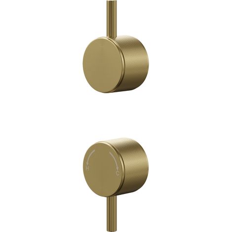 Colore Brushed Brass Industrial Style Fully Knurled Control Handle Set for Twin Shower Valve (1/5)