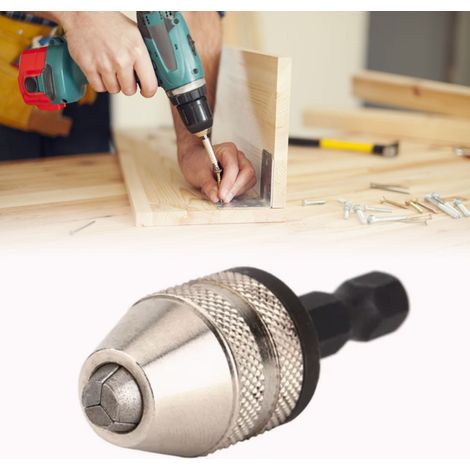 Adaptateur de mandrin à changement rapide 1/4" à queue hexagonale, réducteur à 3 mors pour foret et meuleuse électrique 0,3‑3,6 mm (1/5)