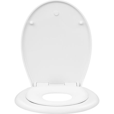 WOLTU Abattant WC en plastique avec siège intégré de l'enfant, Couvercle de toilette Softclose, Charnière inoxyble, Blanc (1/4)