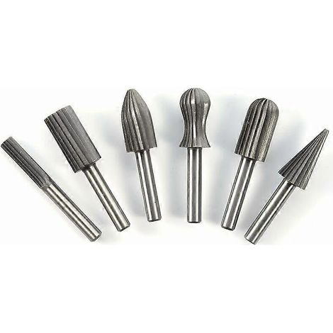 6-delige slijpfreesset met roterende frezen en ronde schacht van 6 mm voor houtsnijgereedschap (1/5)