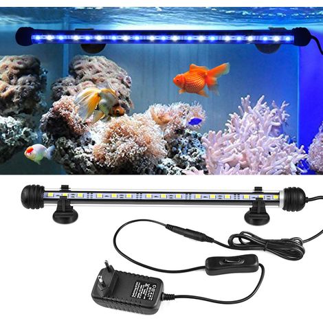Éclairage d'aquarium submersible, lampe LED bleue et blanche pour aquarium. (1/4)
