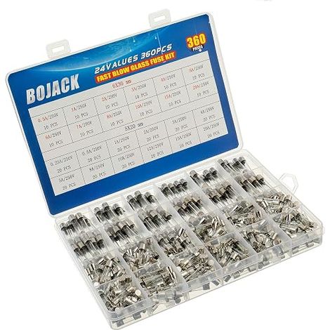 Fast Blow Glass Fuse Assortment Kit 250V 5x20mm 6x30mm Packing in a Clear Plastic Box (1/4)