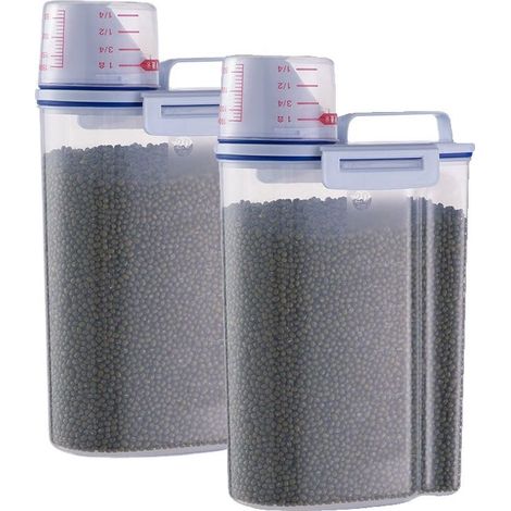 Lot de 2 Boîtes à Riz Hermétiques avec Bec Verseur, Distributeur Alimentaire avec Verre Doseur, Rangement Céréales et Farine pour Placard (1/5)