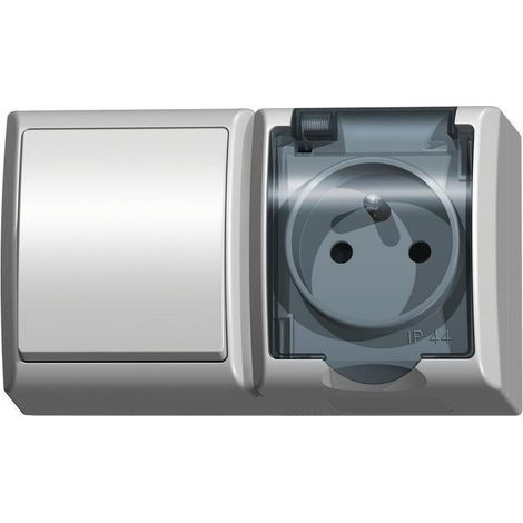 Ospel Fala - interruttore singolo da superficie + presa da superficie ZH-Ł1G/00/d