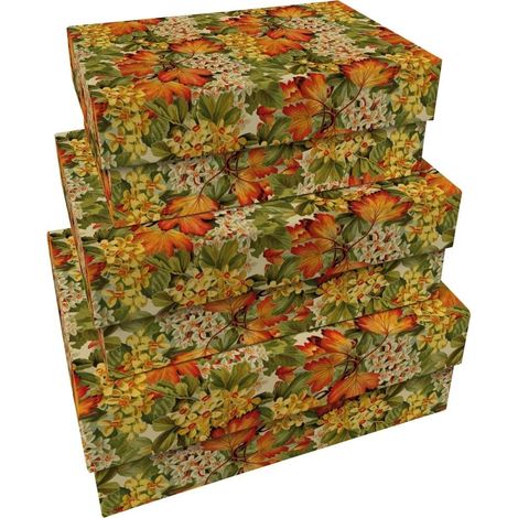 Dekorative Schachteln mit Herbstlaubmotiv, 3 Stück
