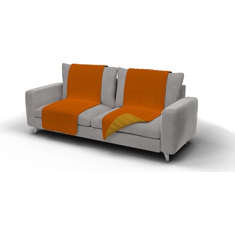 Copriseduta Divano Trapuntato in Microfibra Doubleface Arancio/Giallo (1/2)