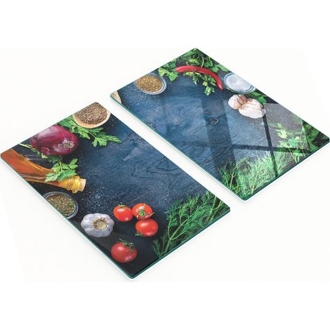 Tablas de servir de cristal para cocina con dibujos de verduras, de madera, 2 x 30 x 52 cm (1/5)