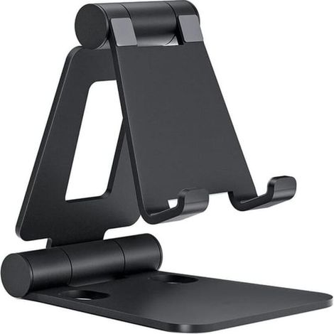 Verstellbarer Handyhalter, faltbarer, tragbarer Desktop-Handyhalter/Tablet-Dock, kompatibel mit anderen Smartphones, Schwarz (1/5)