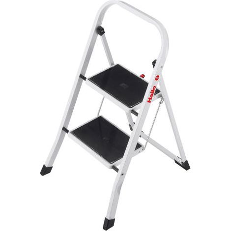 Escabeau en Acier De 2 Marches Tabouret Marche Pied Pliant L46 x l71 x H104 cm Echelle avec Pieds Anti Dérapant Max 150Kg (2 marches)