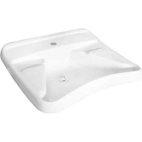 Vasque blanche pour personnes handicapées - dimensions L67 x P59 x H23,5 cm (1/2)