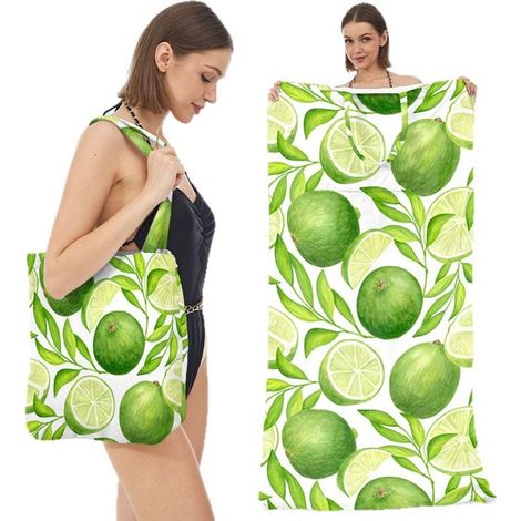Serviette de plage / sac de plage 2 - en - 1 - XXL 160x80 CM - serviette de bain en microfibre pliable dans un sac à bandoulière (1/5)
