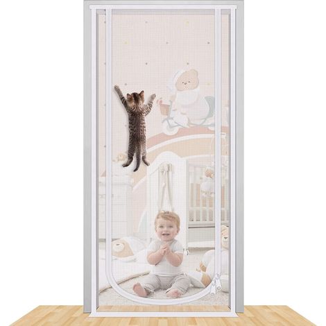 Rideau De Porte À Glissière - Pour Animaux De Compagnie - Anti-Moustiques - Séparation D'Espace Intérieur - 1 Pièce