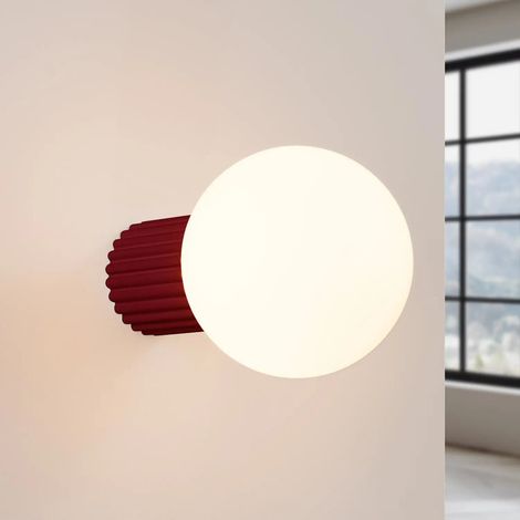 [GEBRAUCHT] B-Ware Wandleuchte Wandlampe Sollux Orbi Glas Metall Dunkelrot Wohnzimmer Led G9