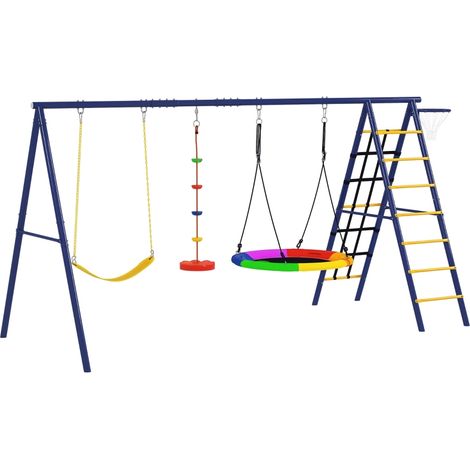 Set de balançoire pour enfants, structure en acier, pour enfants de 3 à 8 ans, design 6 en 1, coloré (1/5)