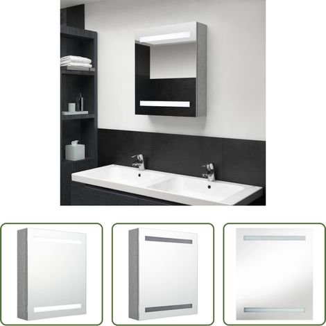 vidaXL LED-Bad-Spiegel -  LED-Bad-Spiegelschrank Betongrau 50x14x60 cm