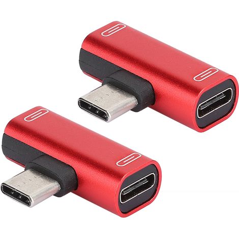 Adaptateur USB-C Double 2 en 1 pour Casque et Charge Rouge - 2 Pièces (1/5)