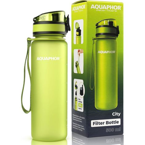 Wasserflasche, AQUAPHOR City 0,5 l TRITAN-Filterflasche + Wasserfilter, Grün