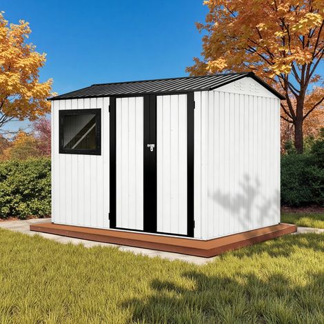 HOMAVO Abris de Jardin Metal avec Fondation, Cabane de Jardin Exterieur, Idéal pour Jardin, Terrasse ou Pelouse, 248.5 × 171 × 193 cm