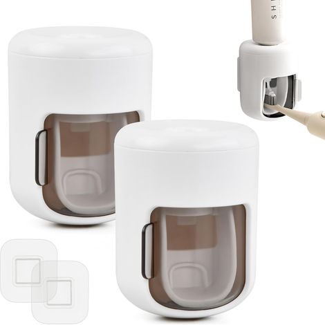 Dispensador automático de pasta de dientes de montaje en pared, juego de 2 soportes, adecuado para aseos, hoteles y baños.