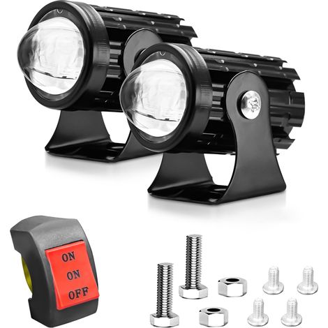 Feux antibrouillard LED pour moto 2 pièces 60 W lampes auxiliaires blanches et jaunes projecteurs étanches pour voiture tracteur camion ATV UTV SUV bateau