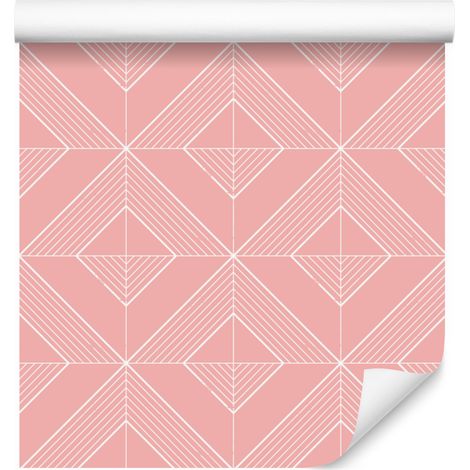Carta da parati con rombi geometrici color corallo, forme morbide 50x1000 cm (1/5)