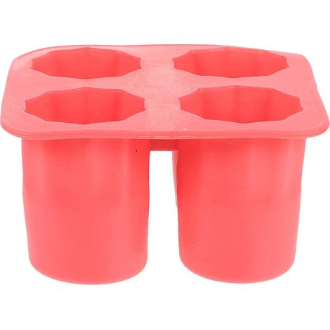 à Glaçons en Silicone Rouge 4 Tasses Forme Shooter, Moule Souple (1/5)