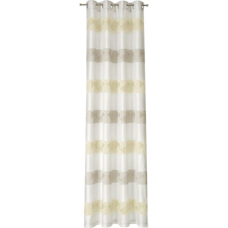 Deko Trends Bloom 70 – Tenda con occhielli, Poliestere, sabbia, Crema e Bianco, 245 x 146 cm (1/3)