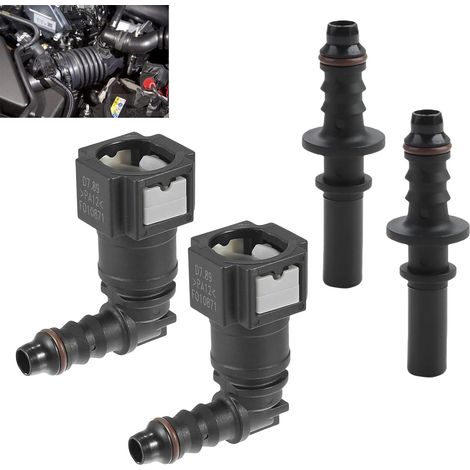 2 Ensemble 7.89mm à 8mm Voiture Carburant Tuyau Rapide Libération Connecteur, Adaptateur de Ligne de Carburant Voiture, Coupleur de Tuyau d’Essence à 90 Degrés (1/5)