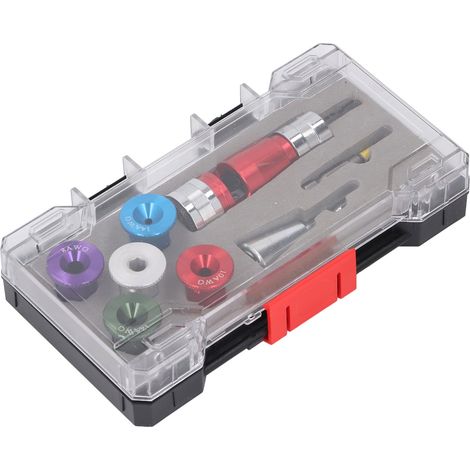 Outil de dénudage de câbles électriques pour perceuse avec pince à torsader, pour fils rigides de calibre 6, 8, 10, 12 et 14 AWG. (1/5)
