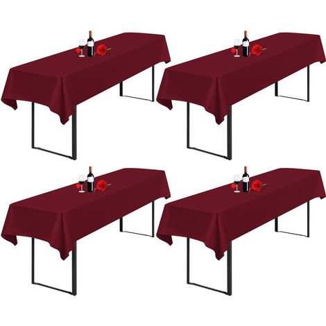 4er-Pack Tischdecke Bierzeltgarnitur 100x250cm wasserdicht Burgund Polyester
